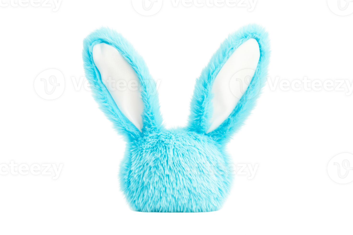 Light blue plush rabbit ears accessory, cut out transparent png