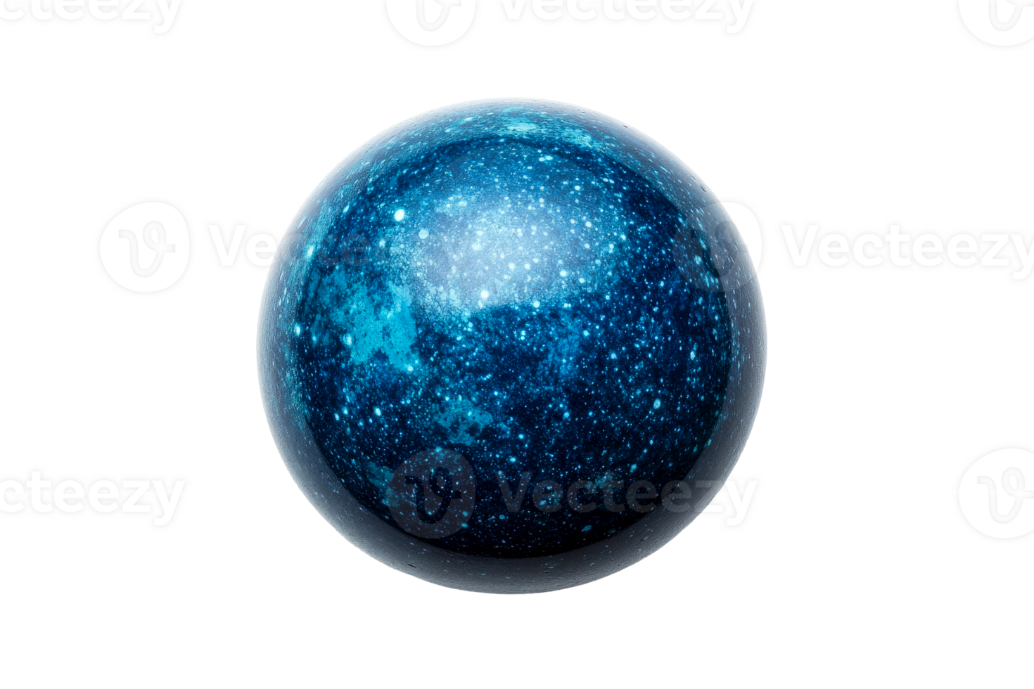 Blue cosmic sphere with stars and galaxies on a transparent background png