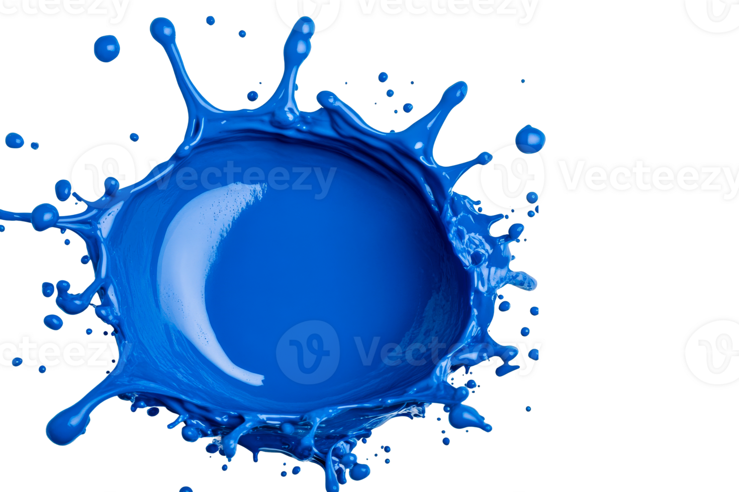 Vibrant Blue Liquid Splash with Circular Shape, cut out transparent png