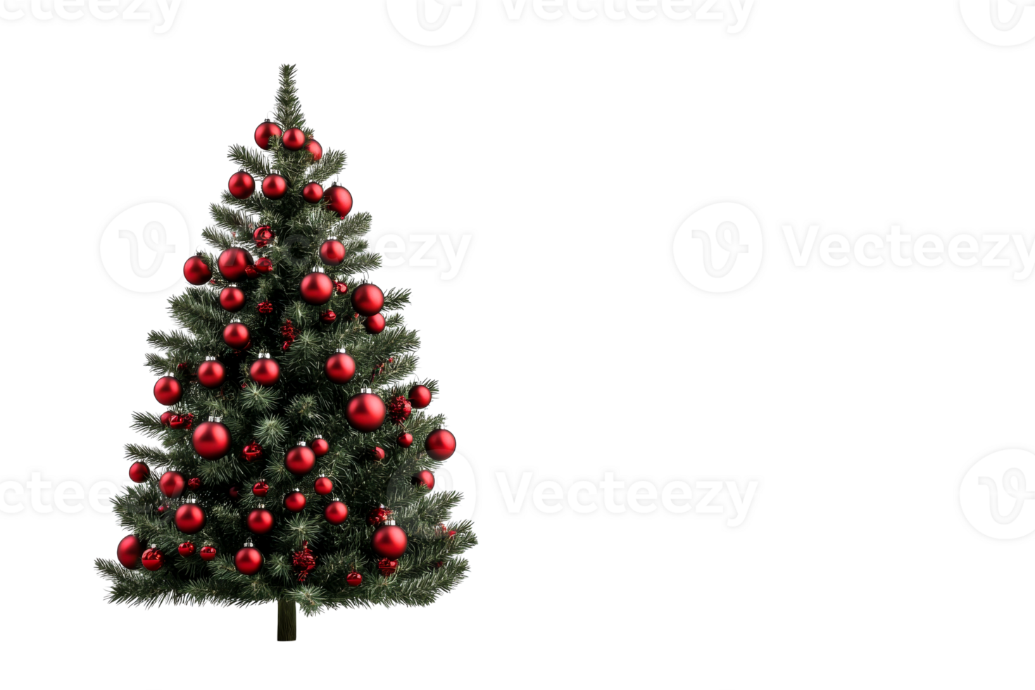 Christmas tree adorned with red ornaments, festive season, cut out transparent png