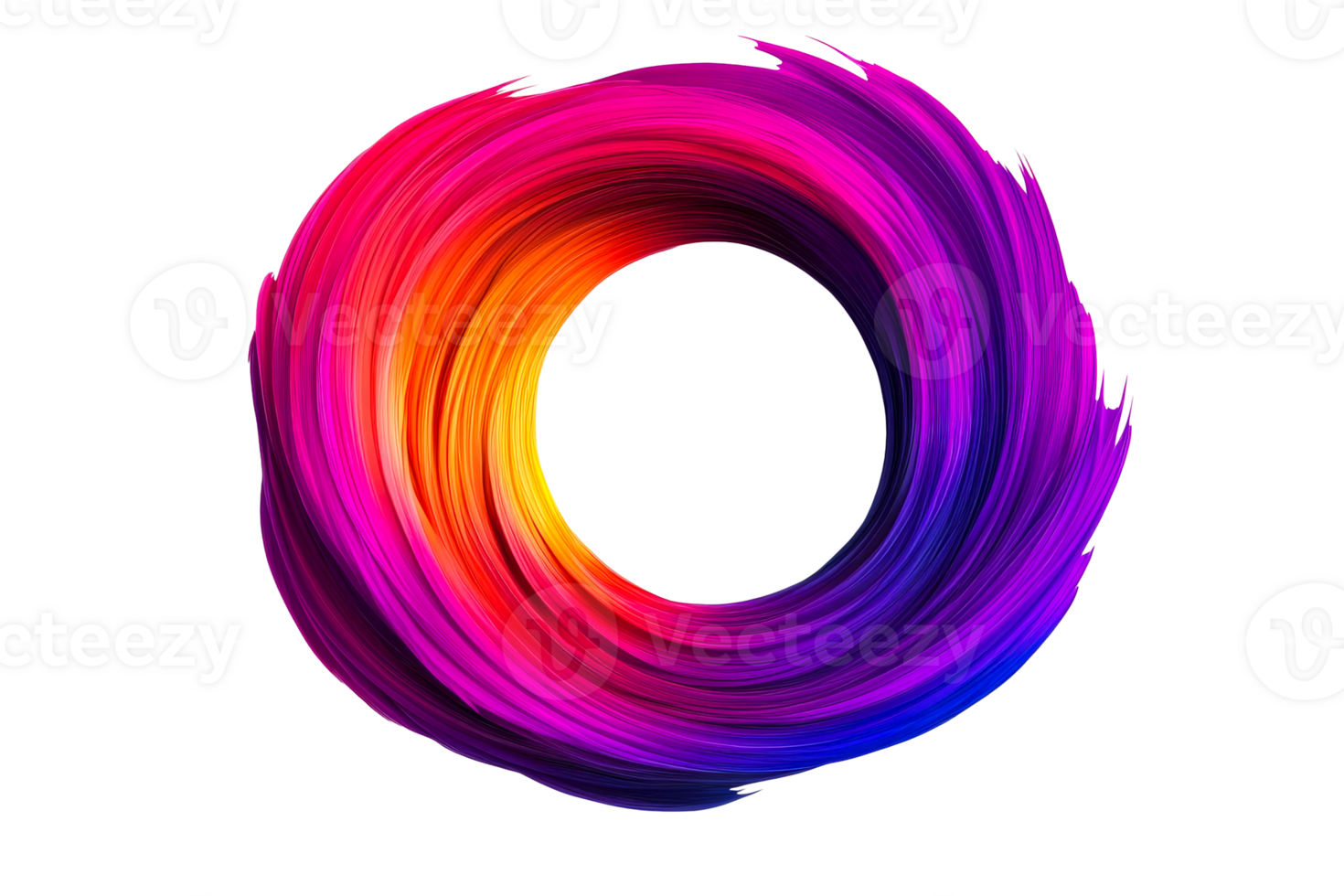 Abstract swirl rainbow color, isolated on black background, cut out transparent png