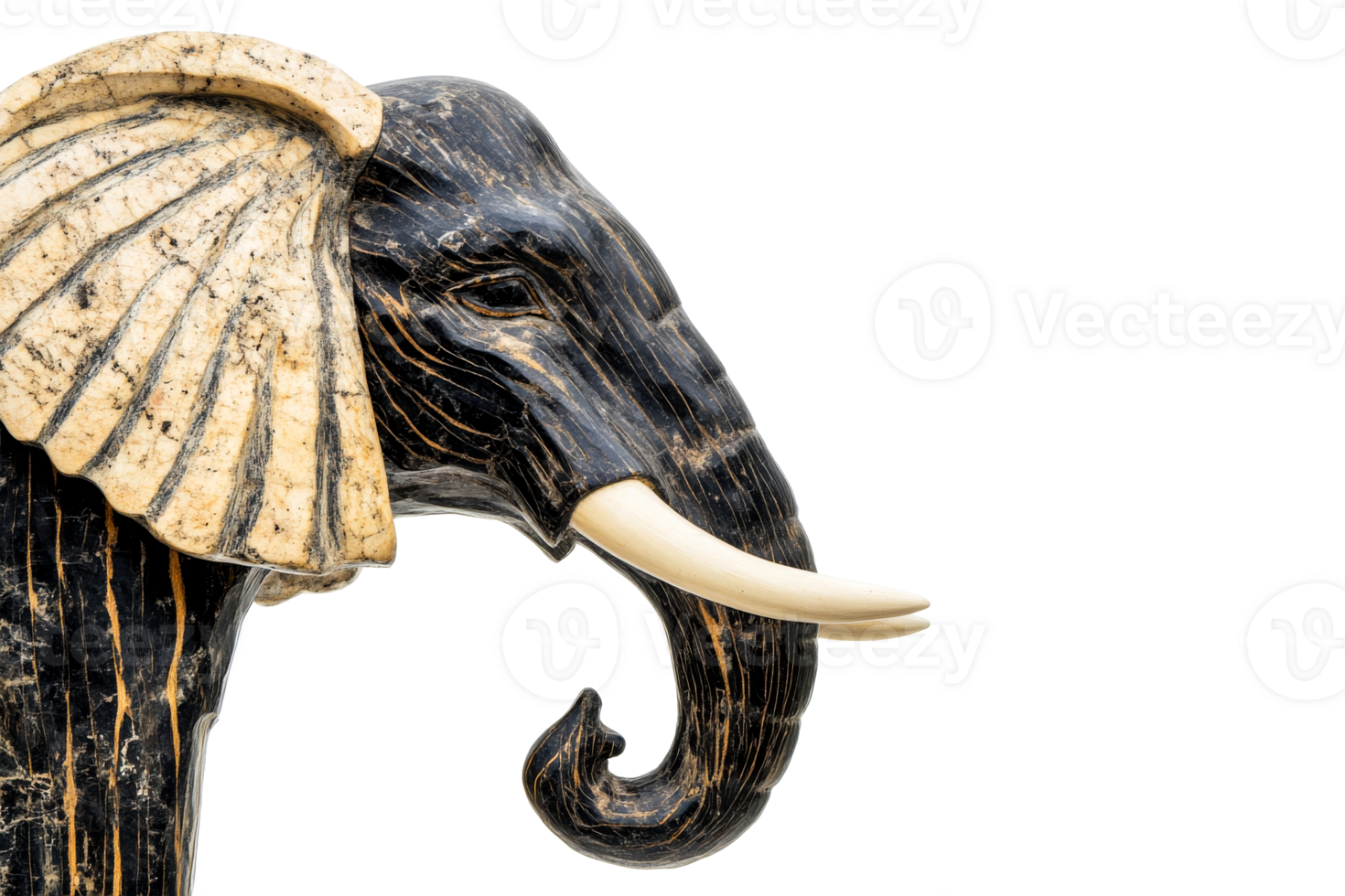 Ivory elephant sculpture, carved, animal figure, tusked, figurine, cut out transparent png