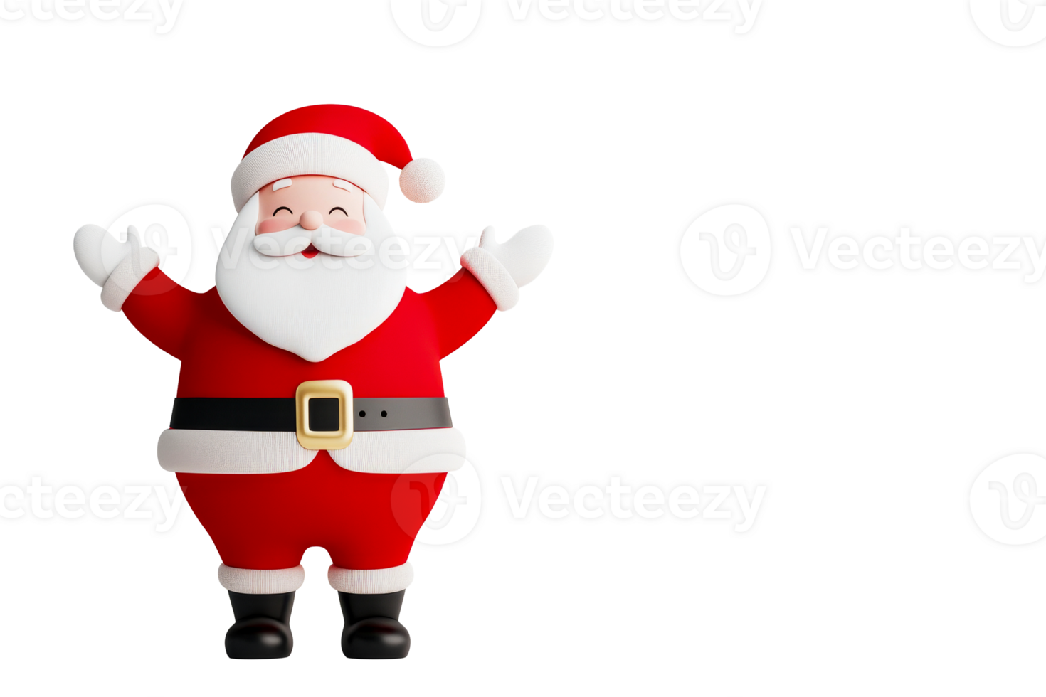 Cheerful Santa Claus with arms outstretched, cut out transparent png