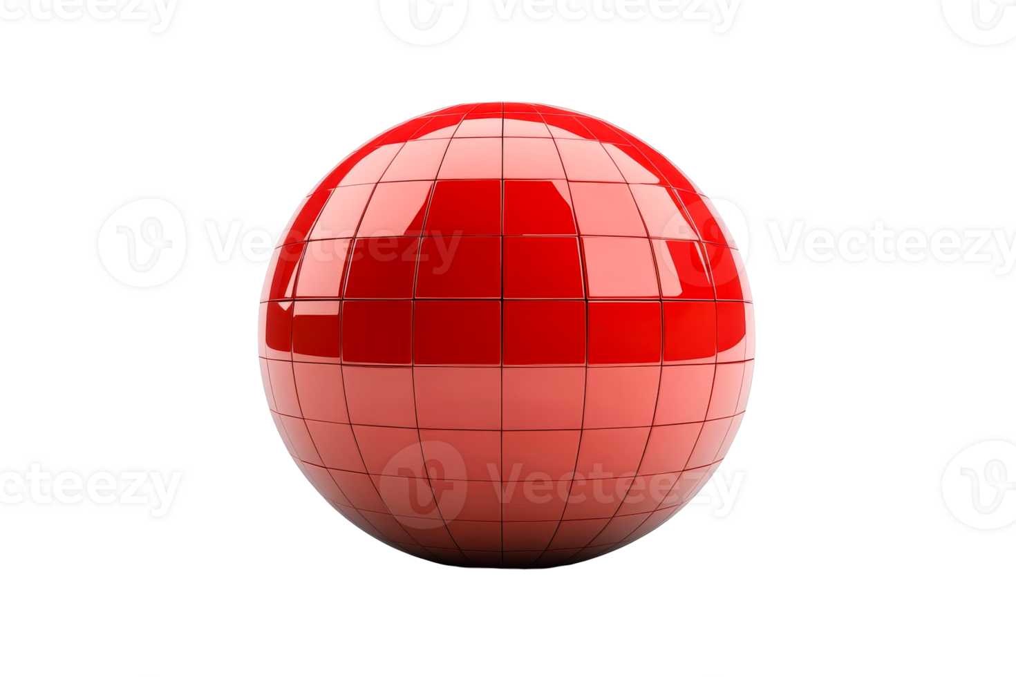 Red sphere geometric blocks, elegant design render, cut out transparent png