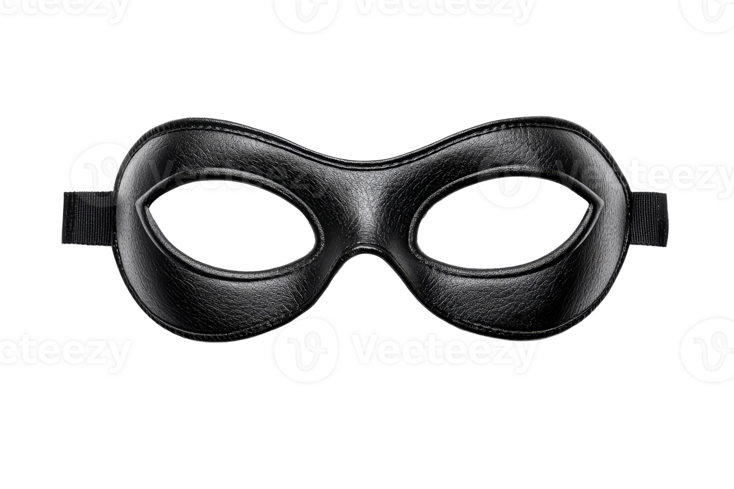 Black leather mask with elastic band, masquerade accessory, cut out transparent png