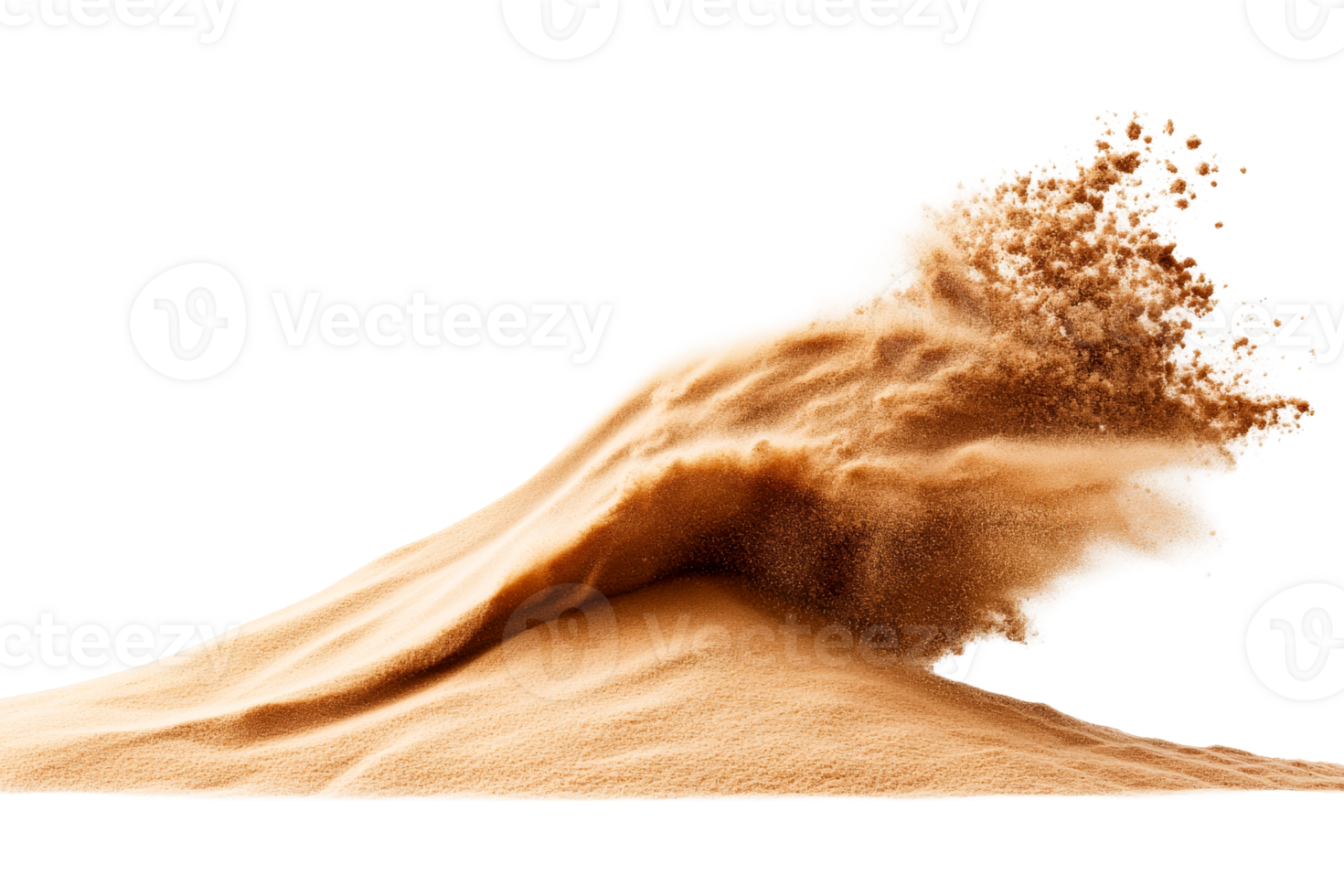 Sand dune formation, sandy avalanche, moving desert structure, cut out transparent png