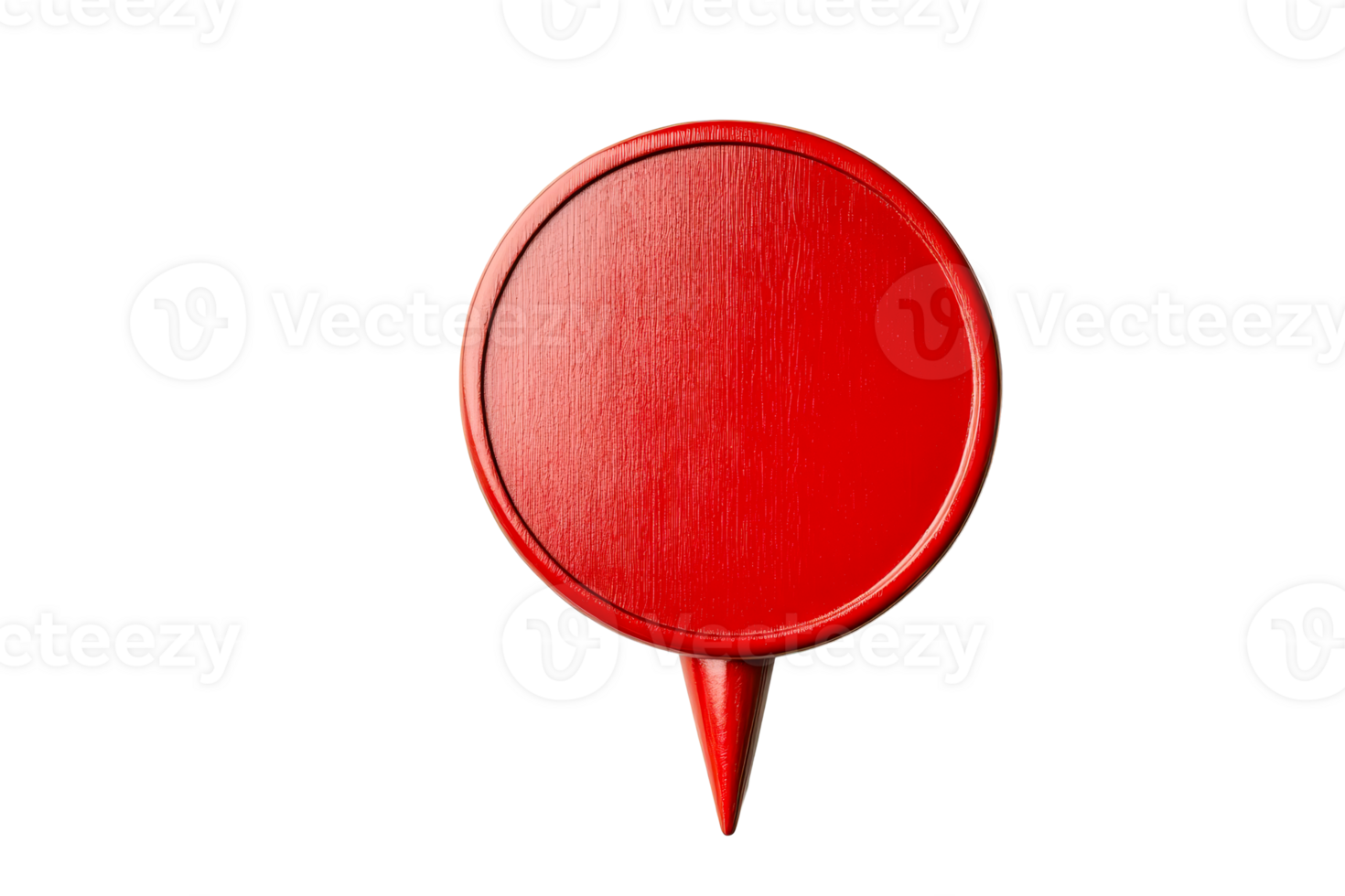 Red wooden map marker icon isolated on black, cut out transparent png
