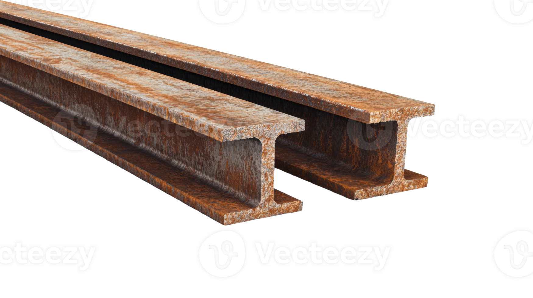 Rusty Steel I-Beams in 3D Rendering, Cut Out Transparent png