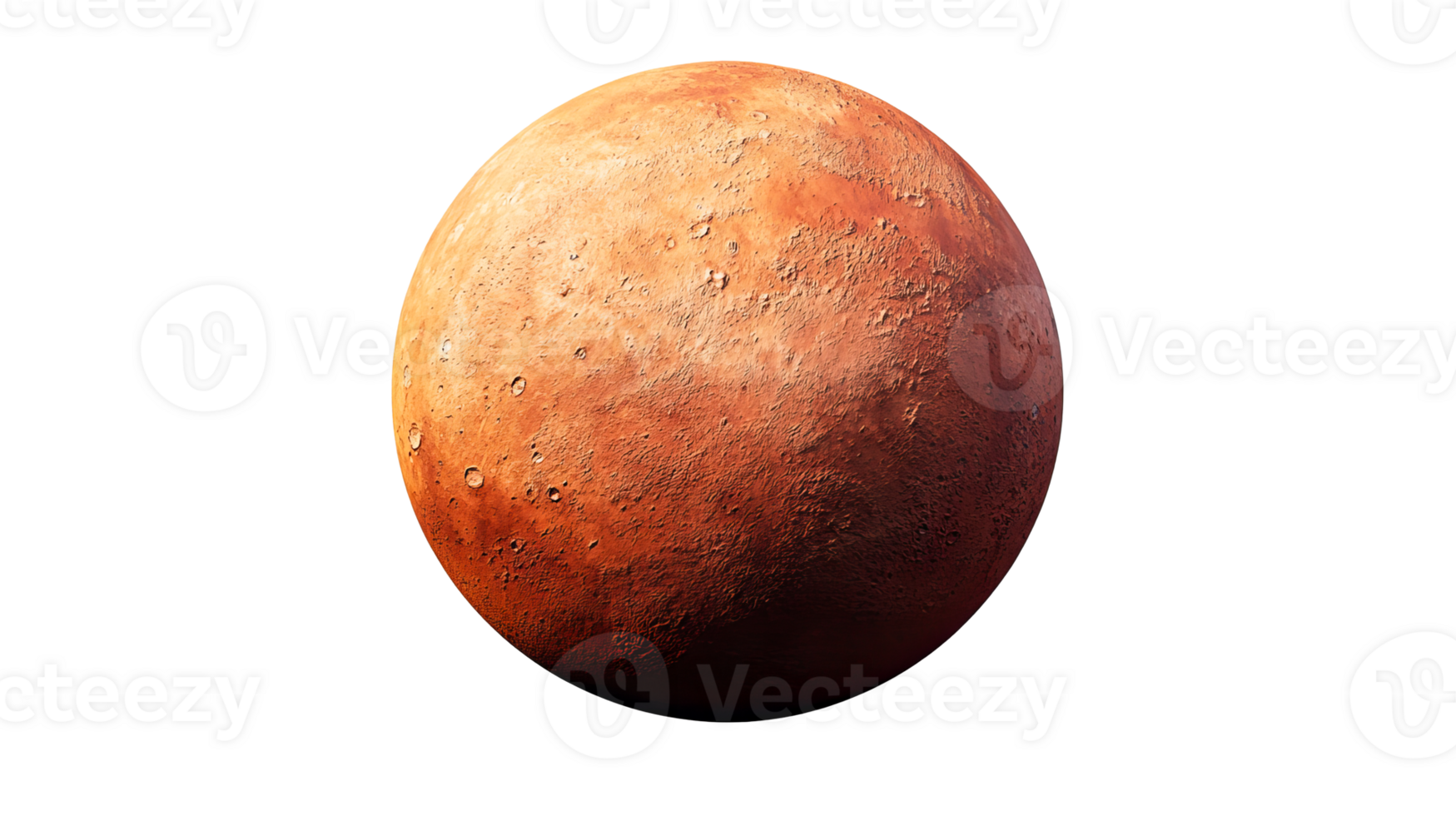 Detailed planet Mars surface, cratered landscape, solar system, cut out transparent png