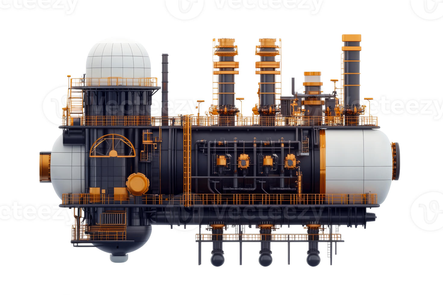 Futuristic Industrial Facility Isolated Rendering, cut out transparent png
