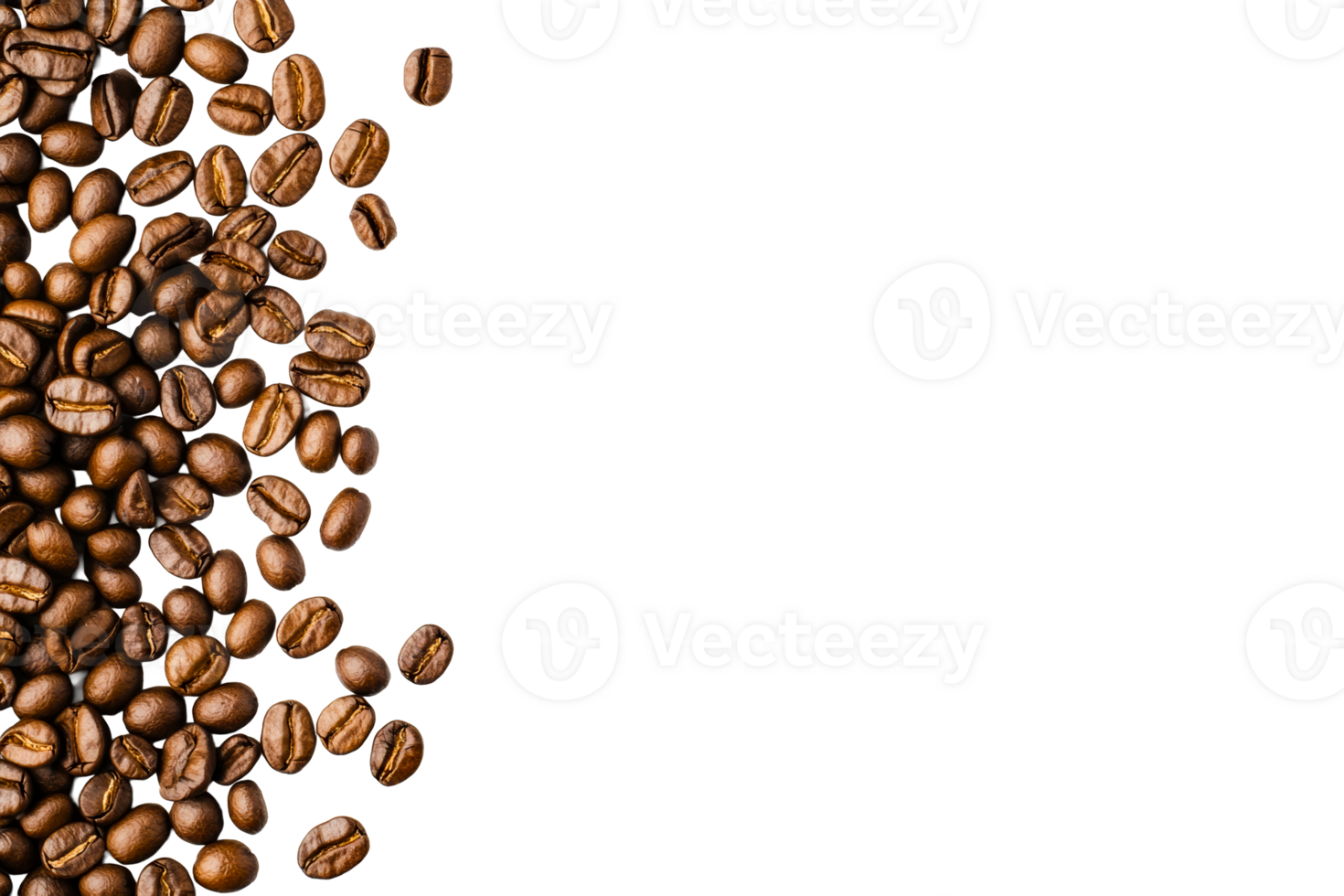 Roasted coffee beans, background for drinks presentation, cut out transparent png