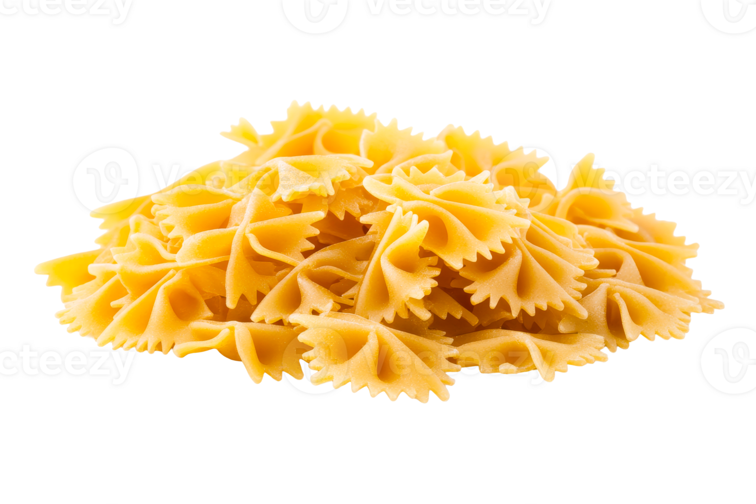 Farfalle pasta, dry and uncooked, isolated on black background, cut out transparent png
