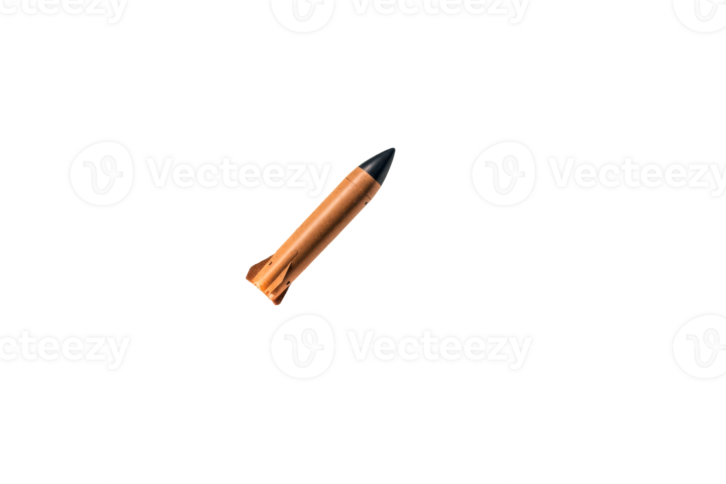 Rocket with black nose section, weapon of war, isolated object, cut out transparent png