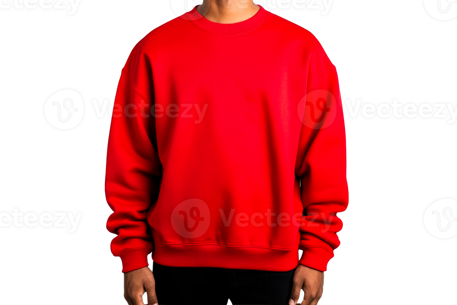 Red Sweater on Person, Mockup Template, Isolated ,cut out transparent png