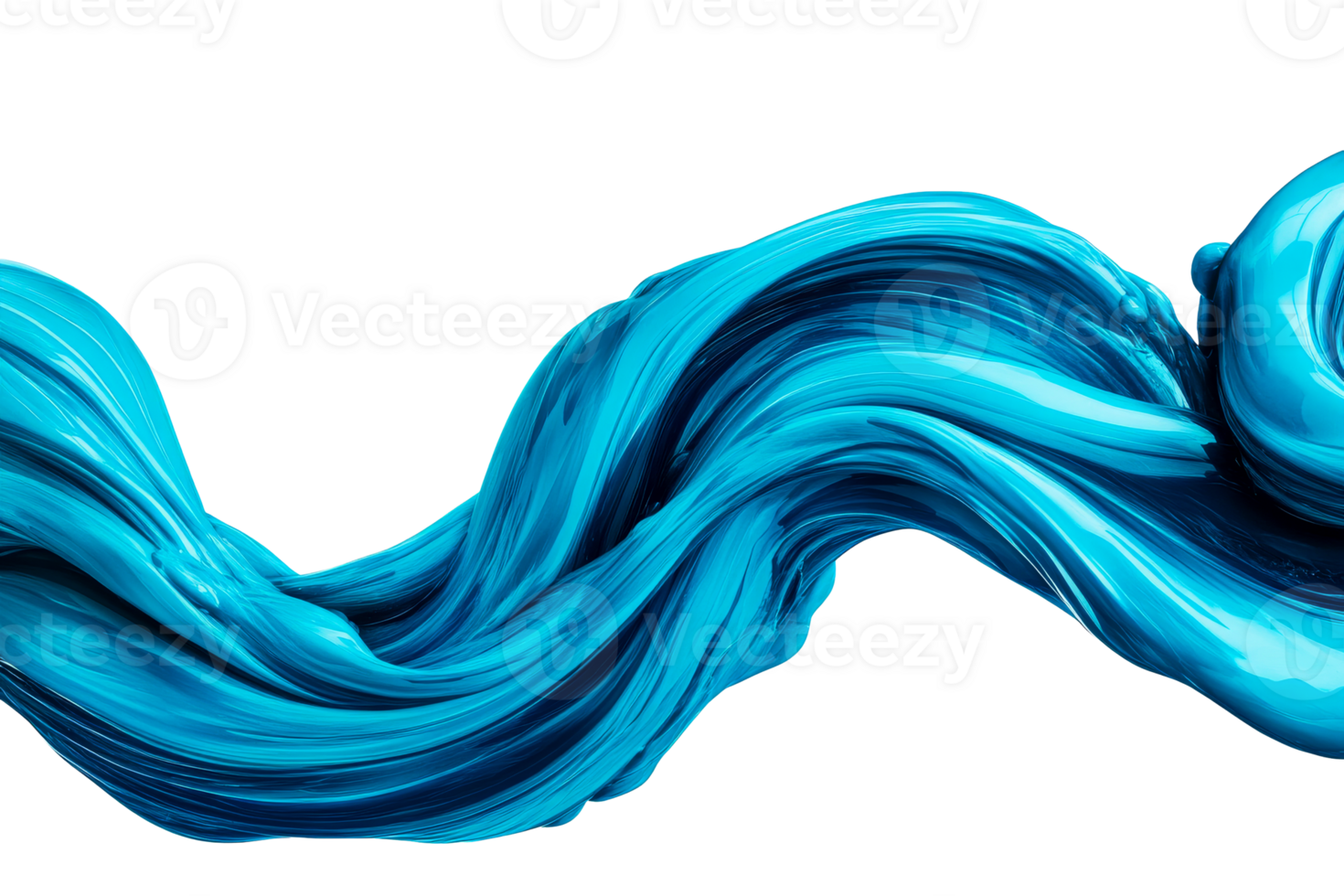 Turquoise smooth swirl with a 3D effect , cut out transparent png