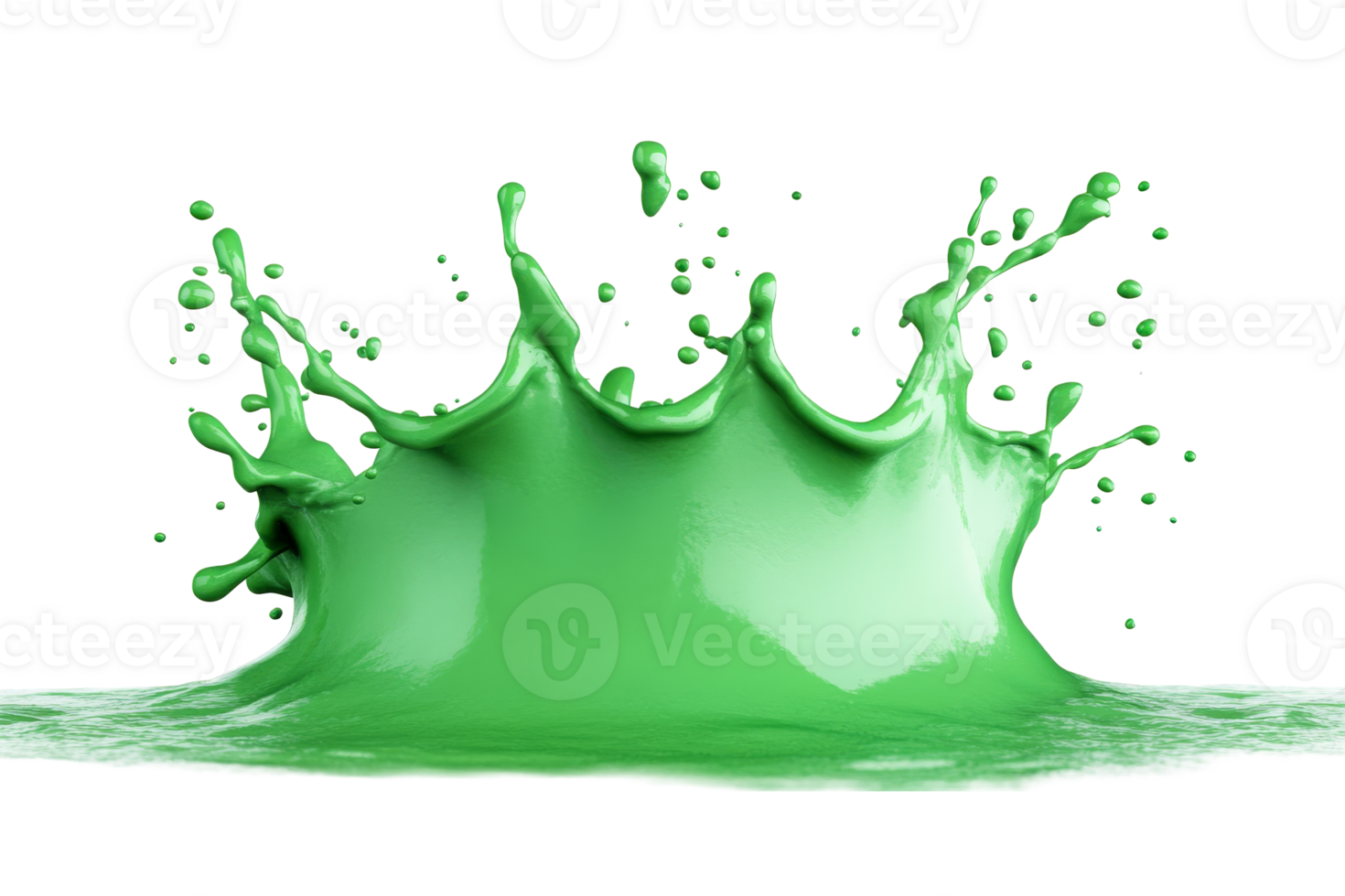Green paint explosion, abstract design, glossy texture, creative splash, cut out transparent png