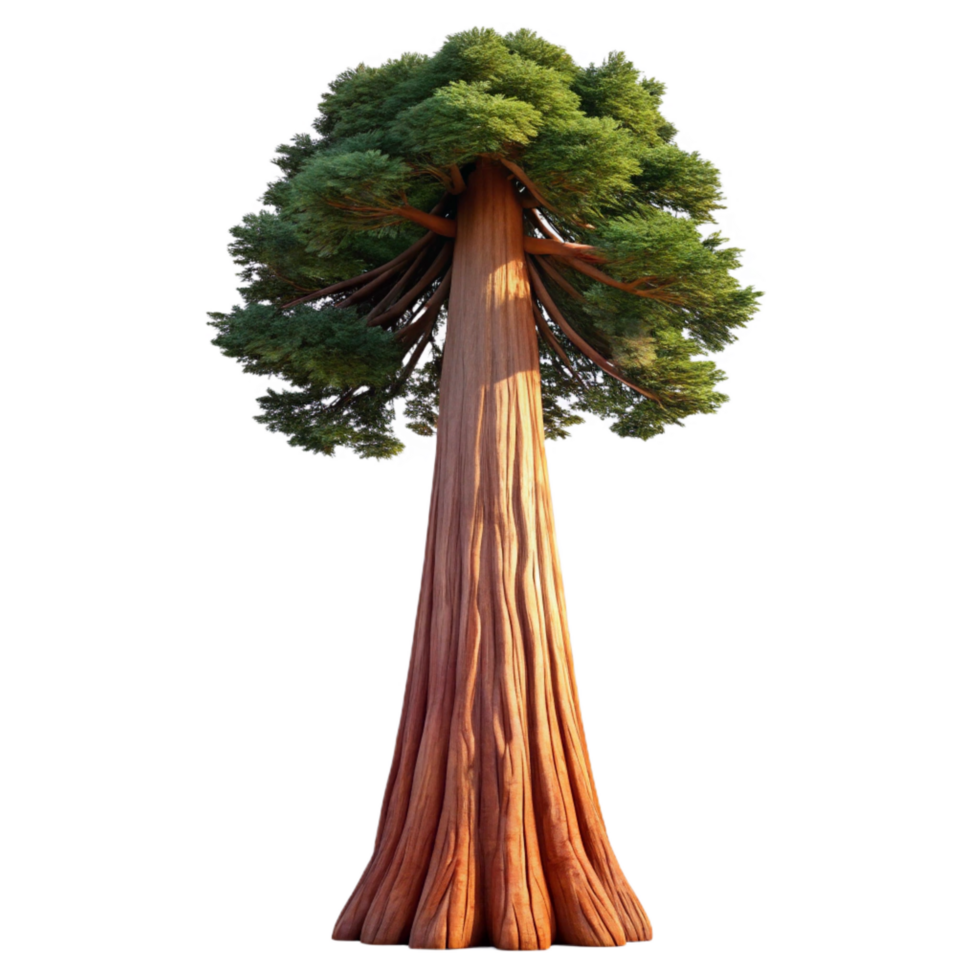 A giant sequoia tree reaching towards the sky, majestic and ancient, realistic rendering png