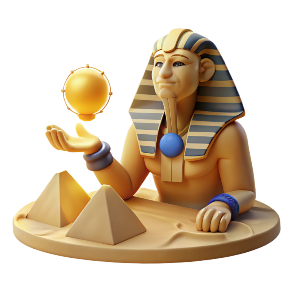 stunning rustic A cunning Sphinx, posing a riddle to a traveler in the desert, illuminated by the harsh midday sun, in an ancient Egyptian art style exclusive png