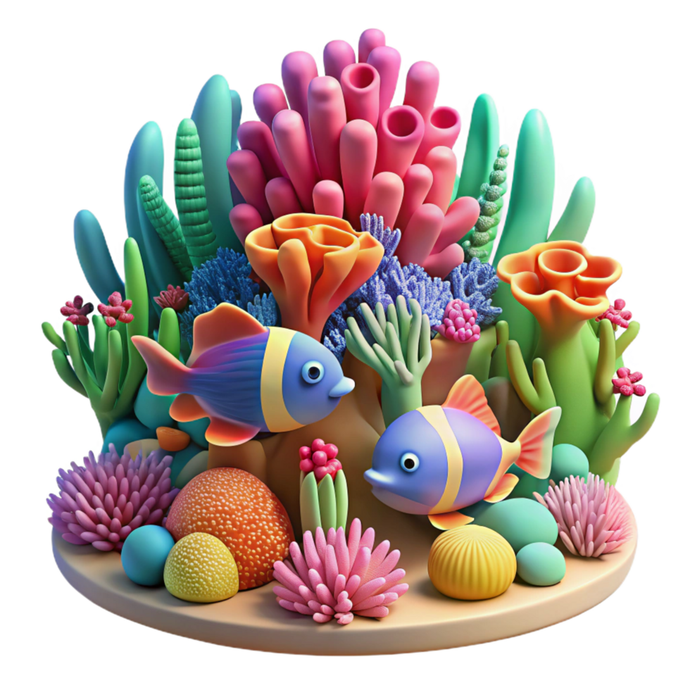 wonderful minimalist A vibrant coral reef teeming with fish, underwater scene, colorful and detailed exclusive png