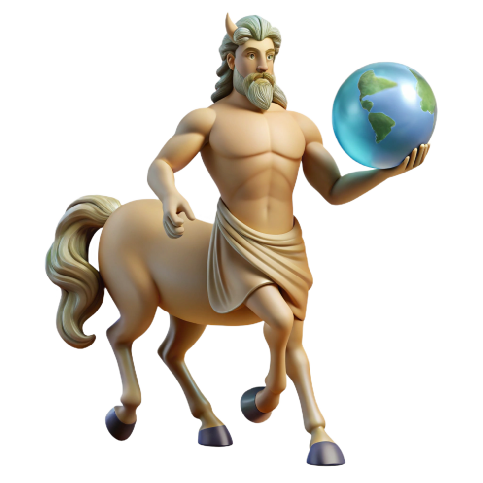 vibrant traditional A wise centaur holding a celestial sphere, under a starry night sky. Neoclassical style exclusive png