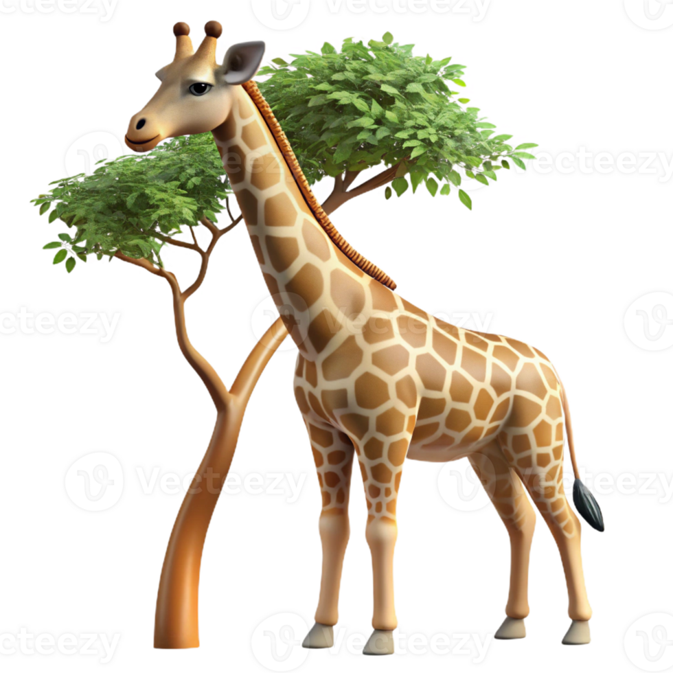 beautiful rustic A graceful giraffe reaching for leaves high in a tree, its long neck extending upwards, in a realistic, wildlife photography style authentic png
