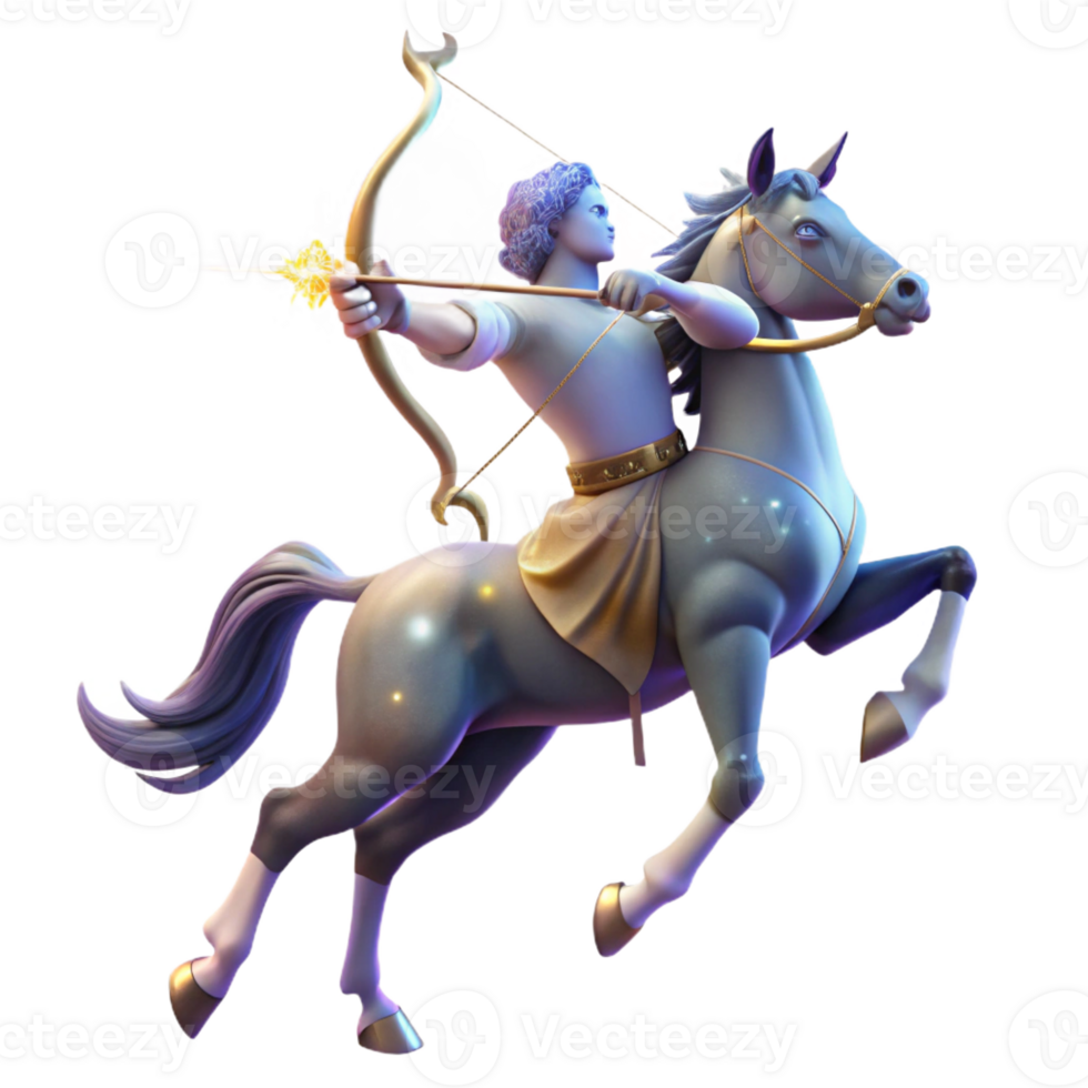 elegant minimalist A powerful centaur wielding a bow and arrow made of starlight, galloping across a celestial plain, ethereal lighting, Romantic art style original png