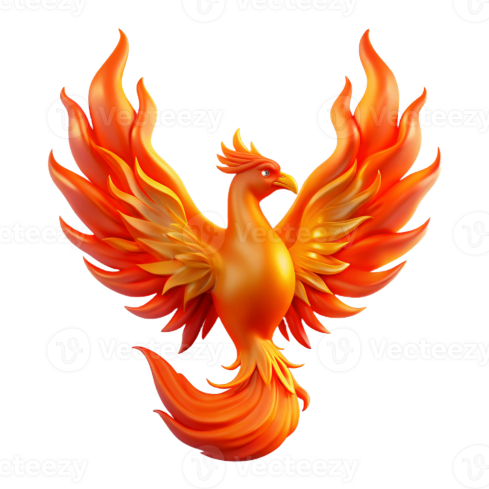 extraordinary abstract A regal Phoenix engulfed in flames, rising from its ashes, vibrant orange and red lighting, Art Nouveau style premium png