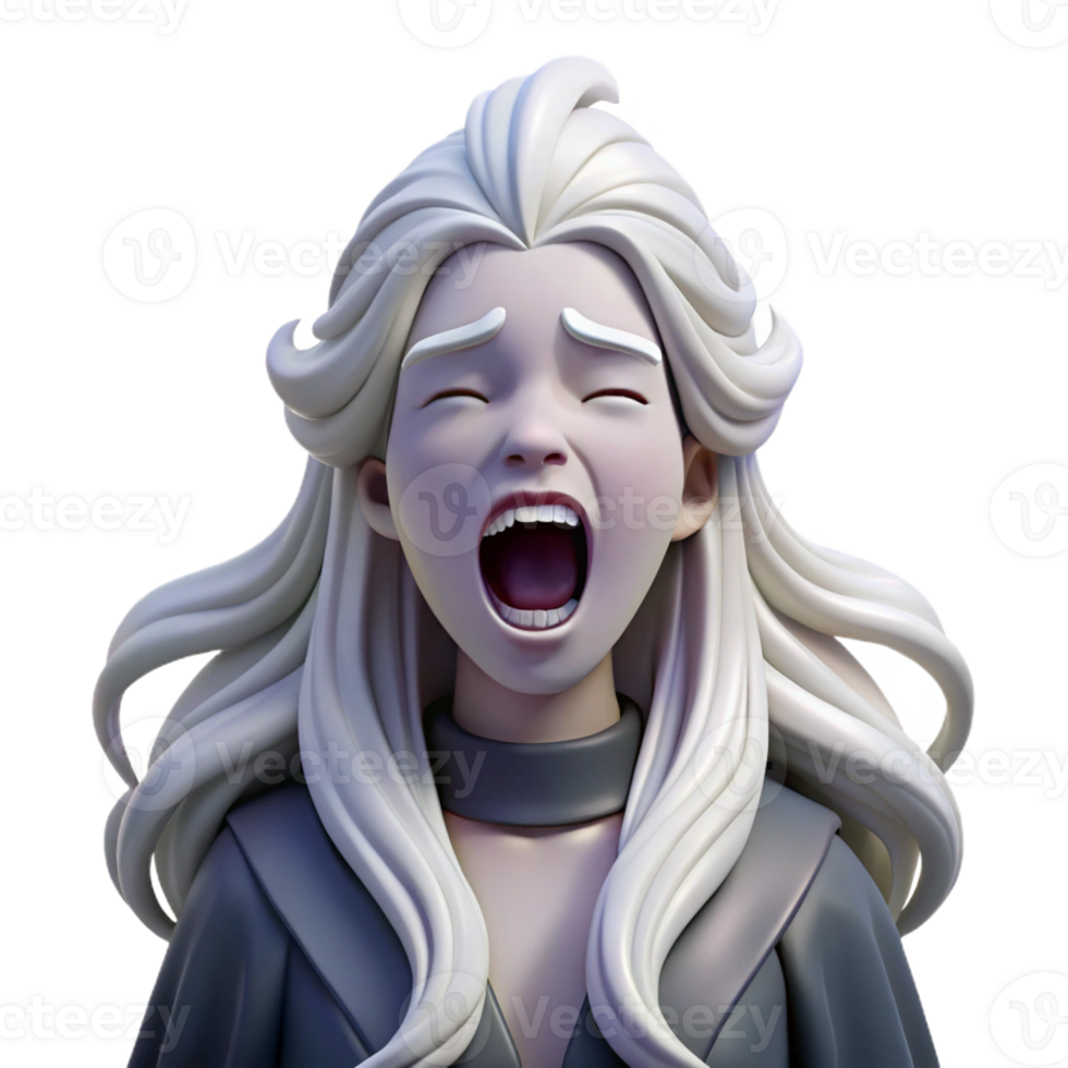 vibrant modern A benevolent Banshee with flowing white hair, wailing a mournful song in a misty graveyard, moonlight, Gothic art style exclusive png