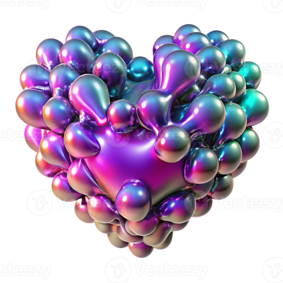 serene abstract A swarm of nanobots forming the shape of a human heart, shimmering with iridescent colors, bioluminescent lighting, abstract style genuine png