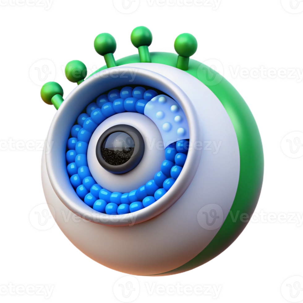 beautiful artistic A biomechanical eye gazing intently at a binary code stream, green and blue highlights, hyperrealistic style detailed png