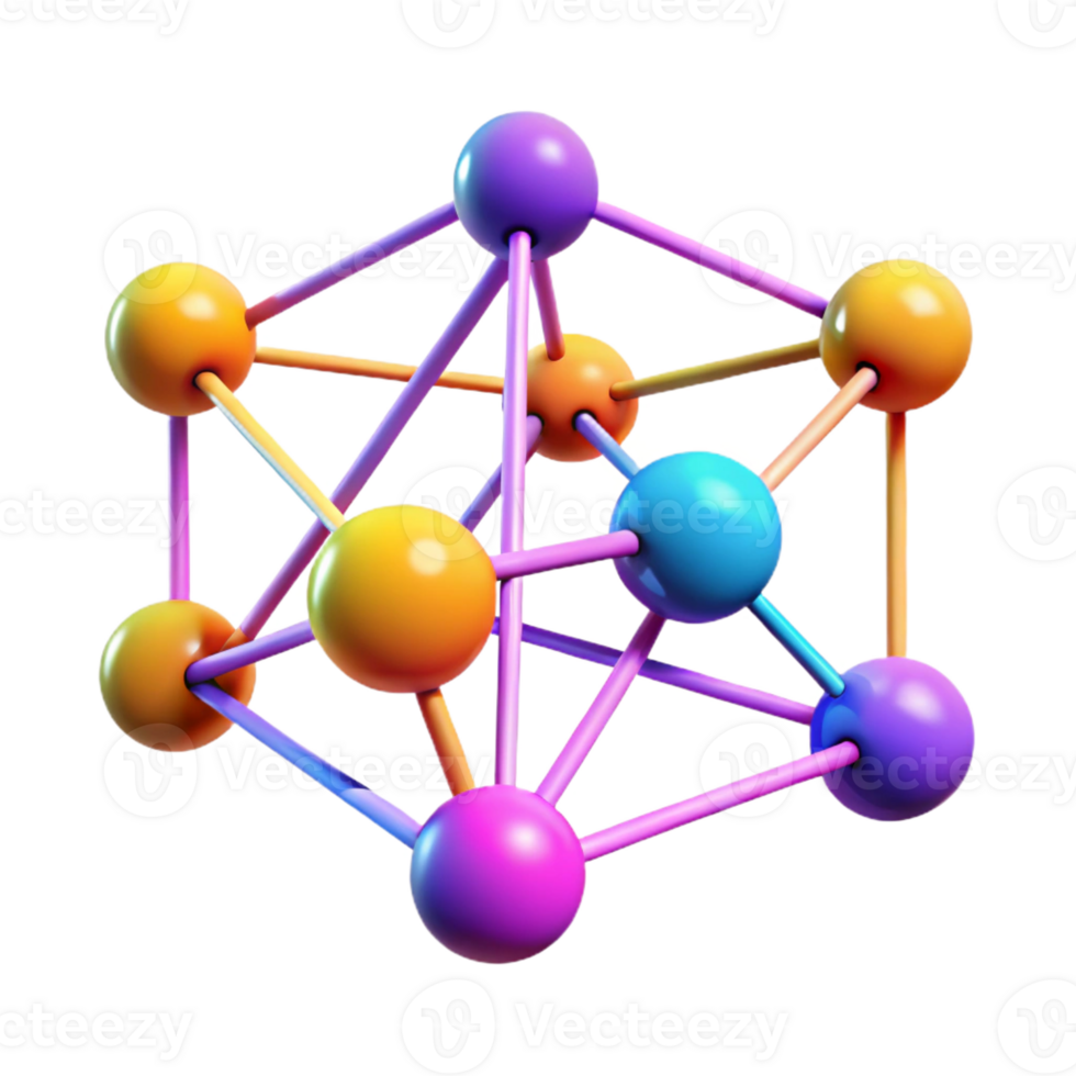 impressive contemporary A network of interconnected nodes pulsating with data, vibrant gradient colors, data visualization style premium png