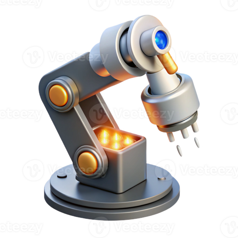 dramatic rustic A robotic arm assembling a microchip, sparks flying, industrial lighting, photorealistic style exclusive png