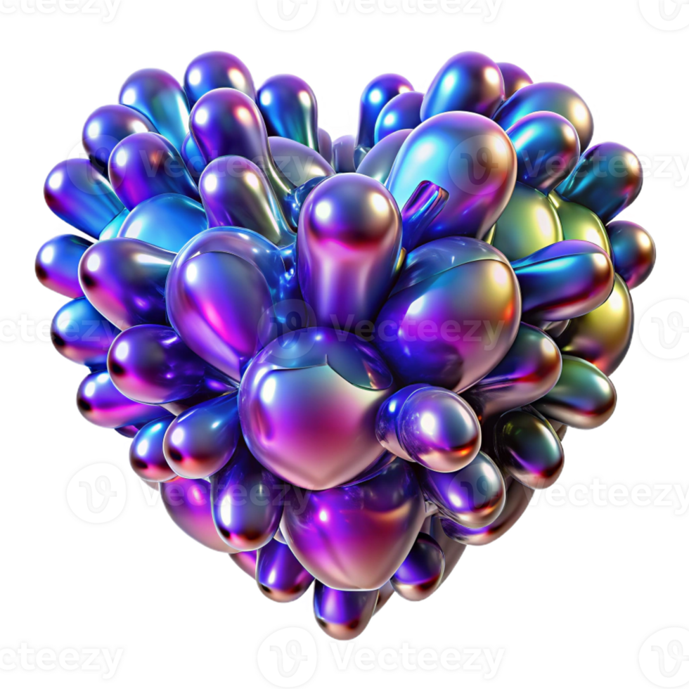 serene abstract A swarm of nanobots forming the shape of a human heart, shimmering with iridescent colors, bioluminescent lighting, abstract style detailed png