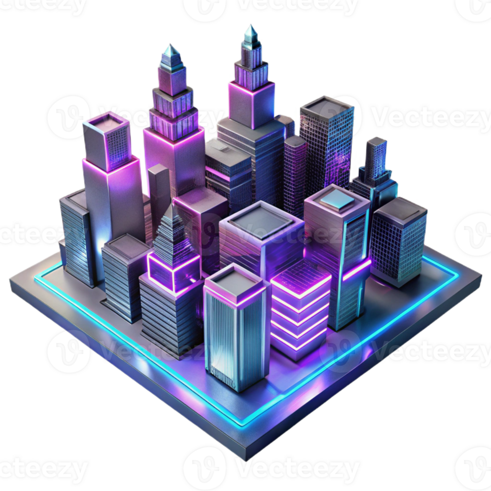 extraordinary traditional A futuristic cityscape built on interconnected circuit boards, neon lights reflecting on polished metal surfaces, synthwave style professional png