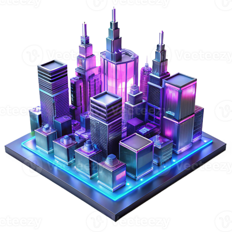 elegant traditional A futuristic cityscape built on interconnected circuit boards, neon lights reflecting on polished metal surfaces, synthwave style exclusive png