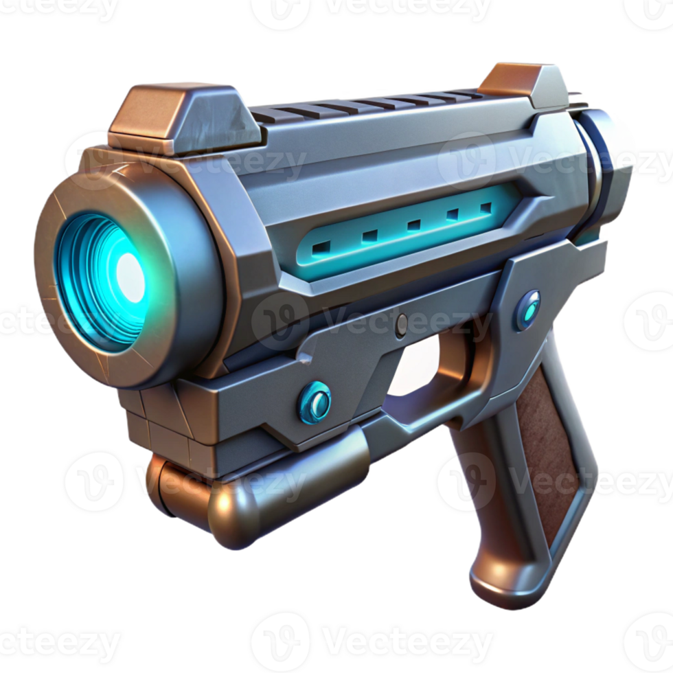 beautiful traditional A futuristic gun with glowing energy core, sleek design, dark metallic finish professional png