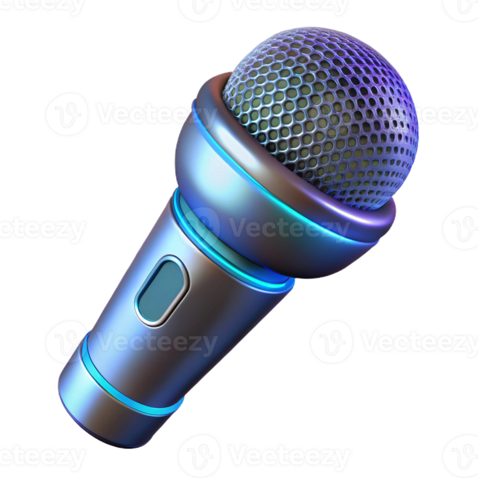 serene modern A futuristic microphone with glowing mesh, sleek design, chrome finish genuine png