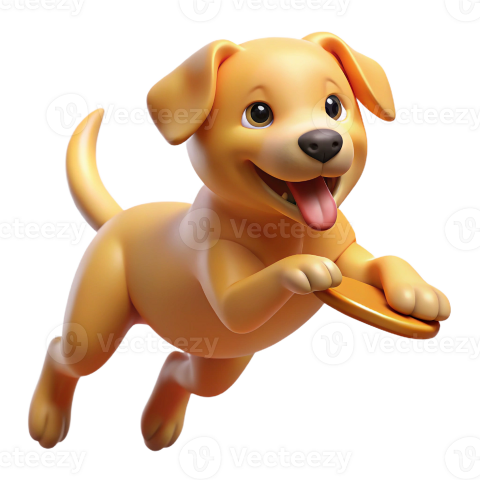 serene rustic A playful golden retriever puppy leaping through the air, catching a frisbee, golden hour lighting, whimsical style, 4K png