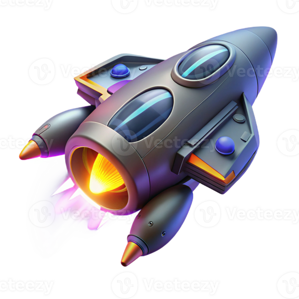 magnificent minimalist A futuristic spaceship flying through a nebula, glowing engines, sleek design exclusive png