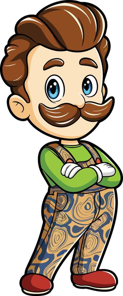 cartoon of a man with mustache vector