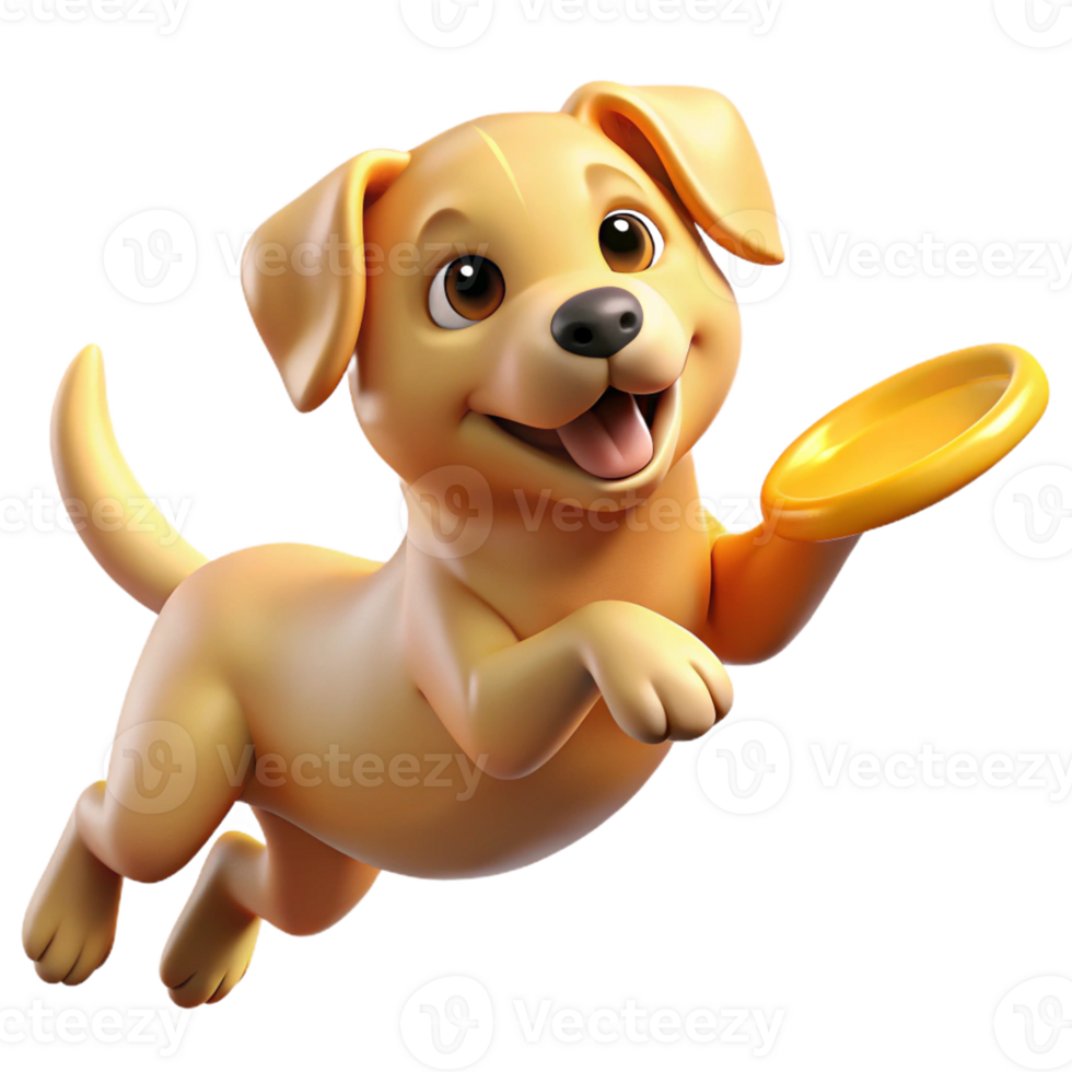magnificent traditional A playful golden retriever puppy leaping through the air, catching a frisbee, golden hour lighting, whimsical style, professional png