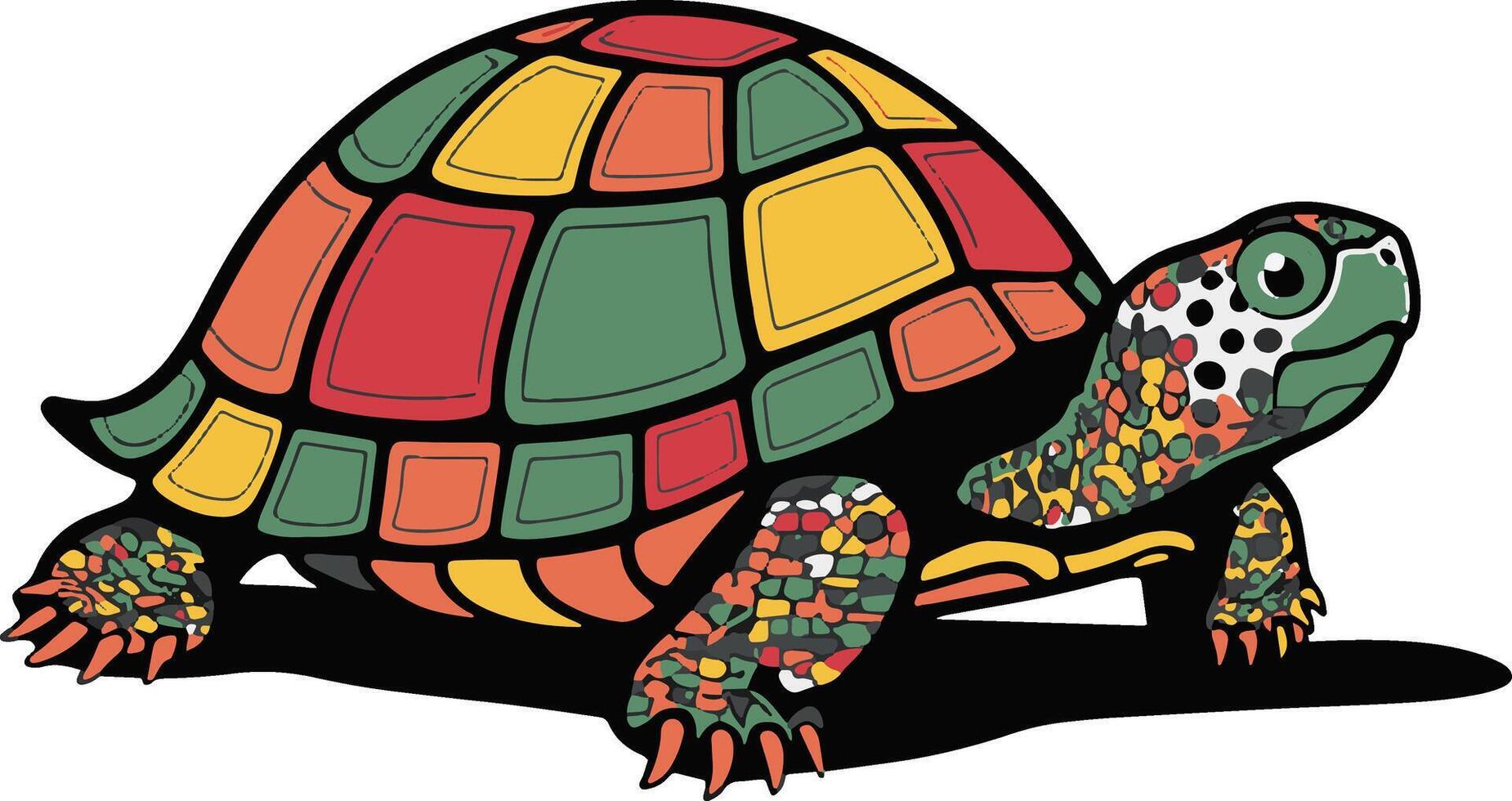 tortoise colorful art design vector