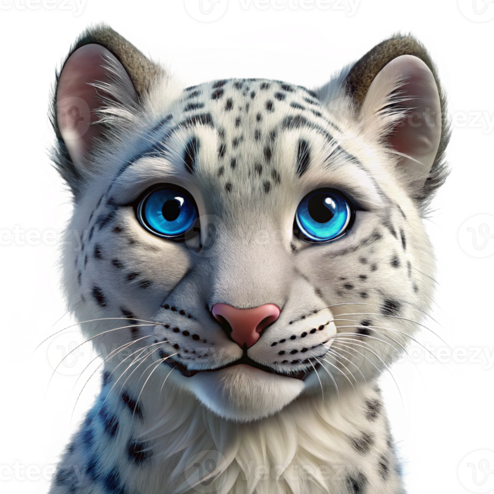 dramatic abstract A majestic snow leopard cub with piercing blue eyes, close-up portrait, soft diffused lighting, hyperrealistic style, detailed png