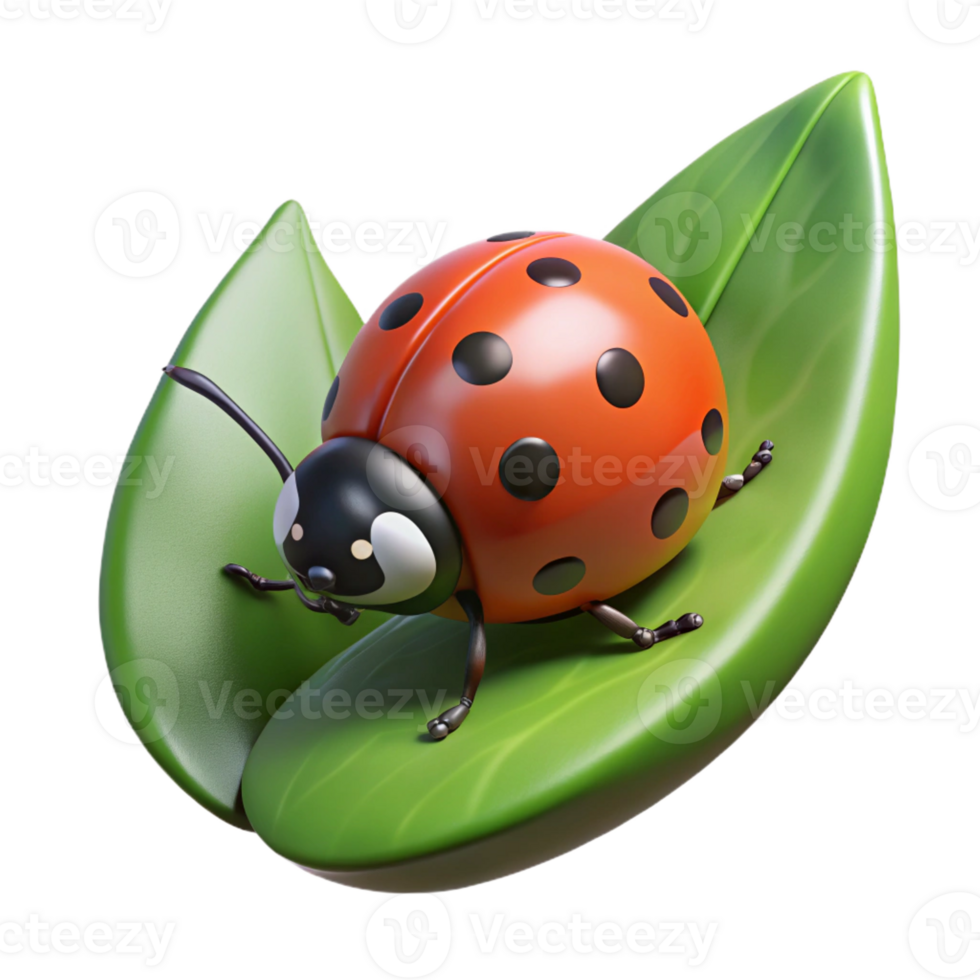 extraordinary contemporary A tiny ladybug crawling on a green leaf, macro photography, soft lighting, delicate style, original png