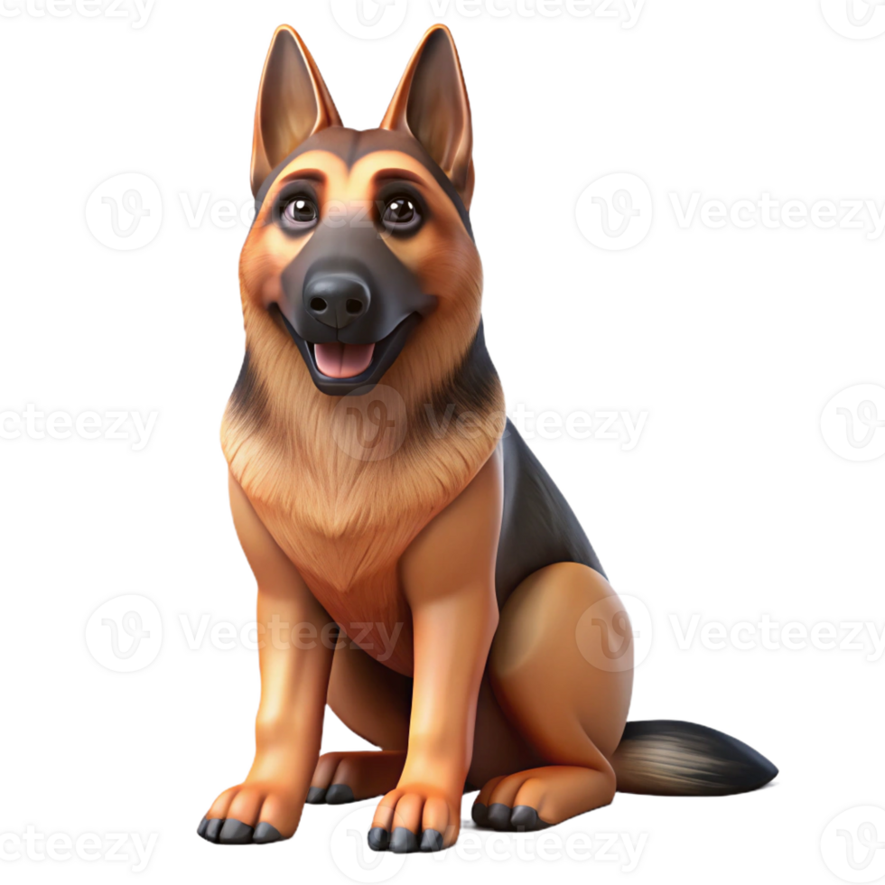 beautiful artistic A loyal German Shepherd dog sitting attentively, studio lighting, realistic style, high resolution png