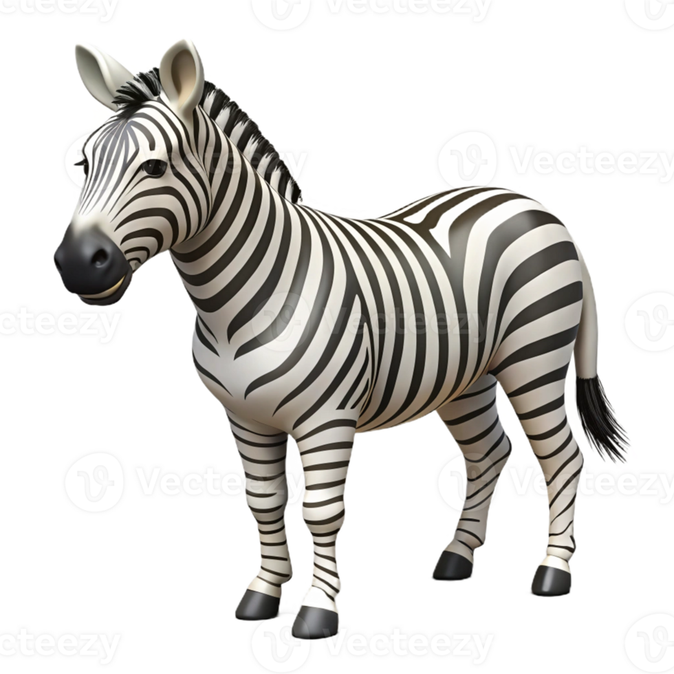 vibrant contemporary A striped zebra grazing in the African savanna, midday sun, realistic style, high quality png