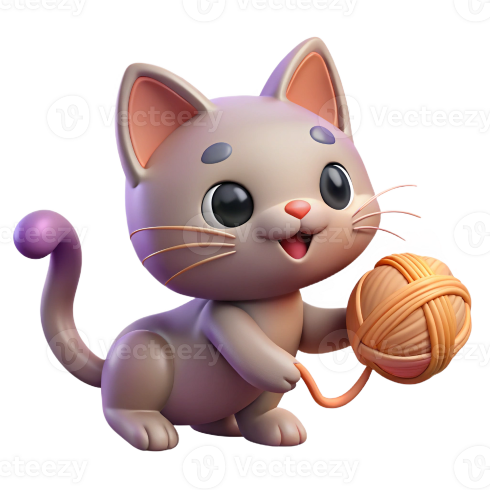 magnificent rustic A playful kitten batting at a ball of yarn, home setting, soft lighting, cute style, original png