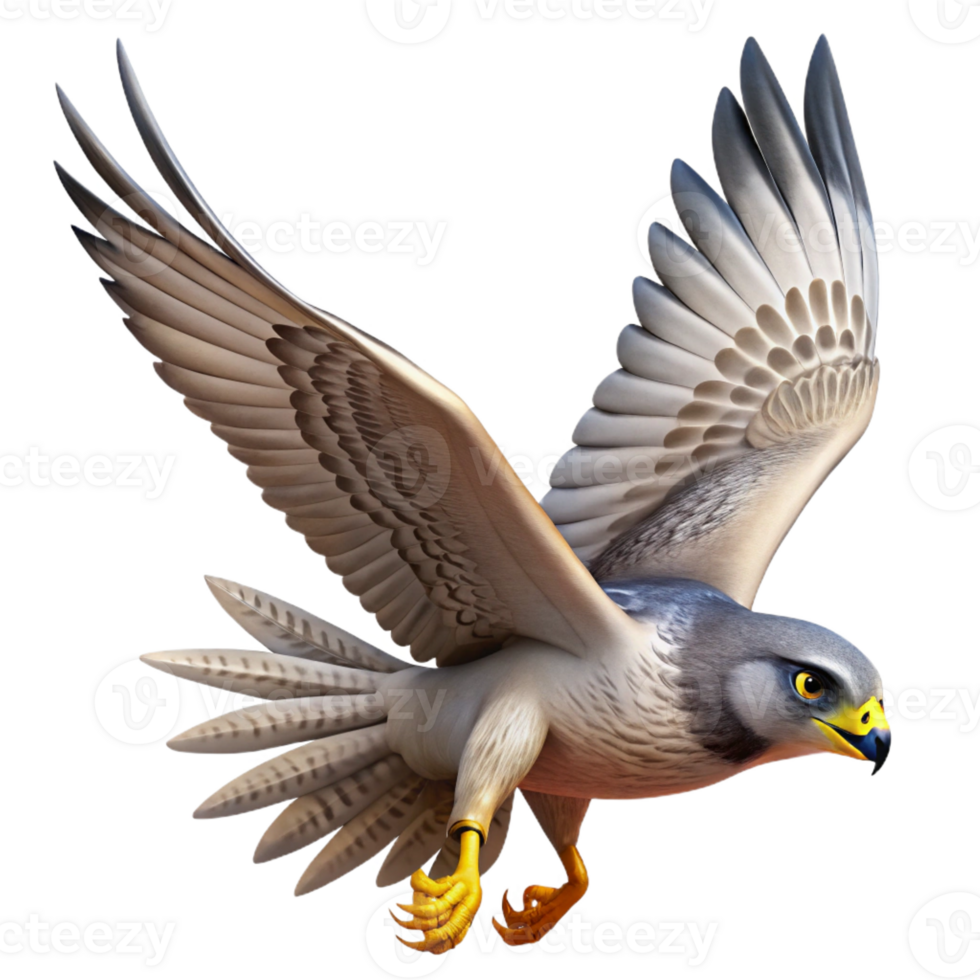 elegant modern A soaring falcon diving towards its prey, aerial view, dramatic lighting, dynamic style, professional png