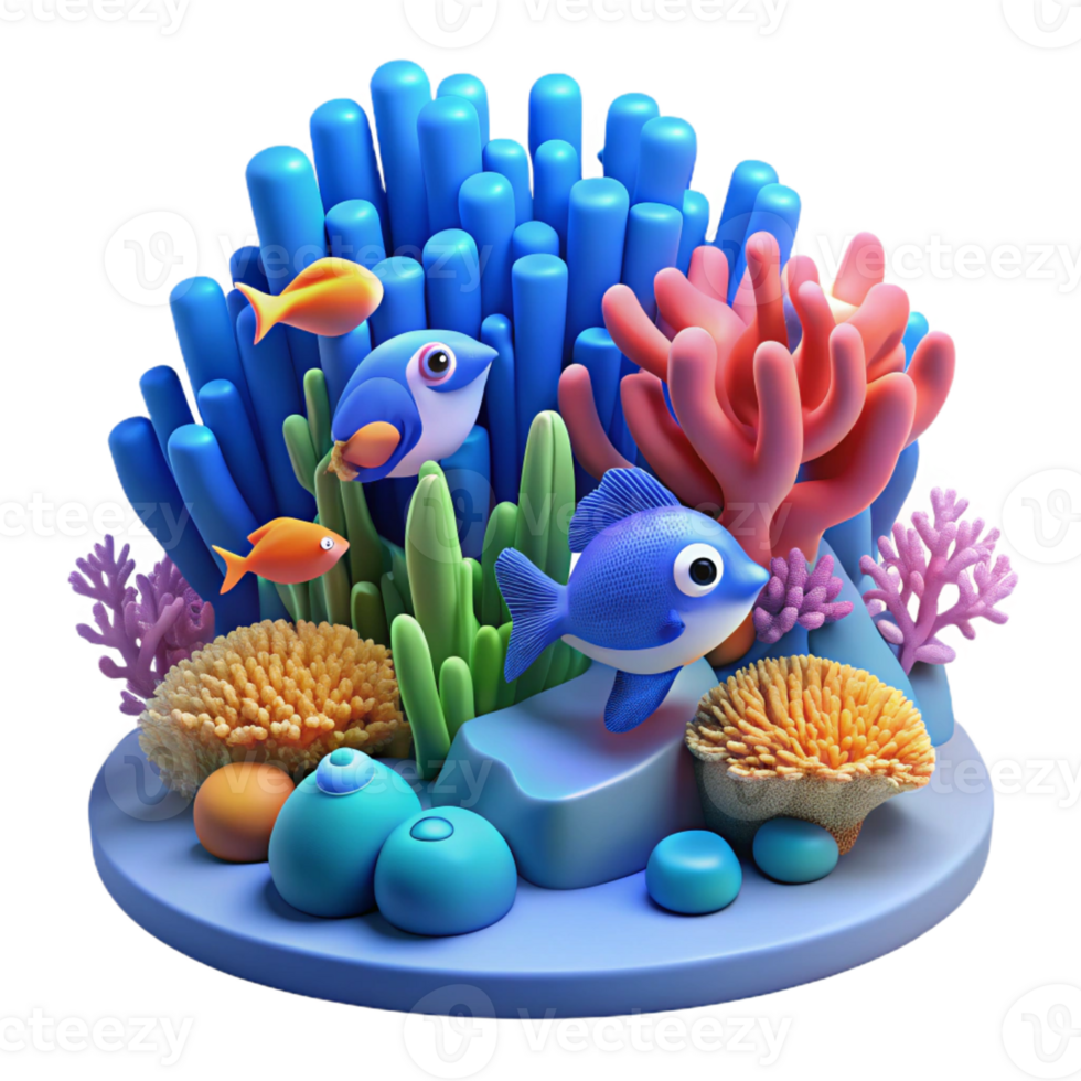 extraordinary vintage A vibrant coral reef teeming with fish, underwater scene, blue lighting, vibrant style, original png