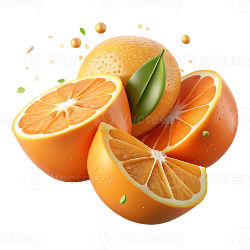 wonderful vintage Tangerine Orange Citrus Slices Isolated Element with Transparent Background and Juicy Detail authentic png